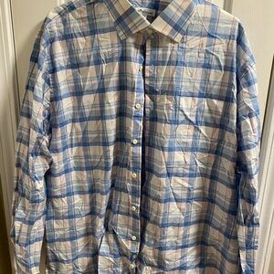 Peter Millar Blue and White Checkered Shirt